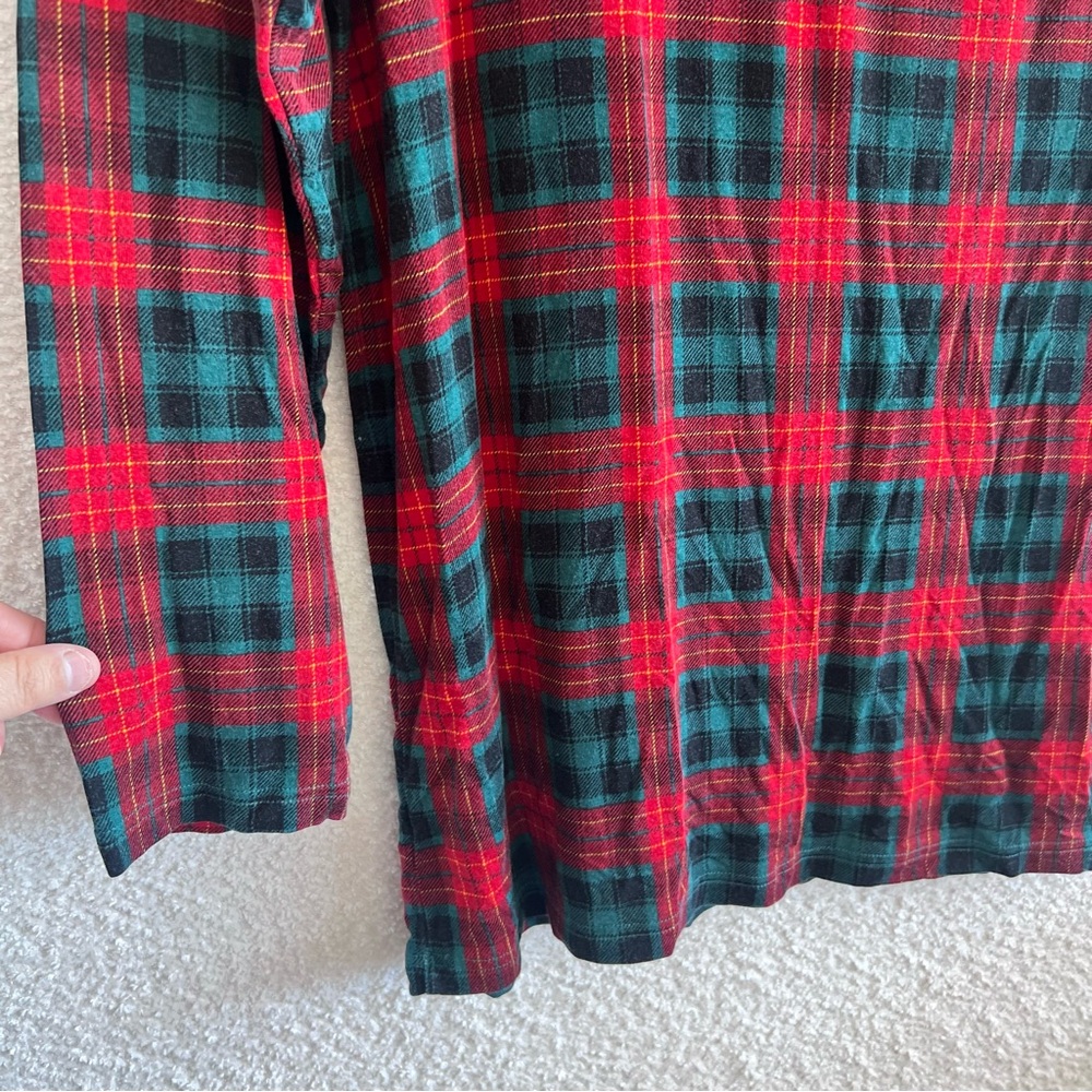 Little Sleepies Men’s Christmas Bamboo Plaid Red Green Pajama Shirt‎ Size Large - Picture 6 of 10